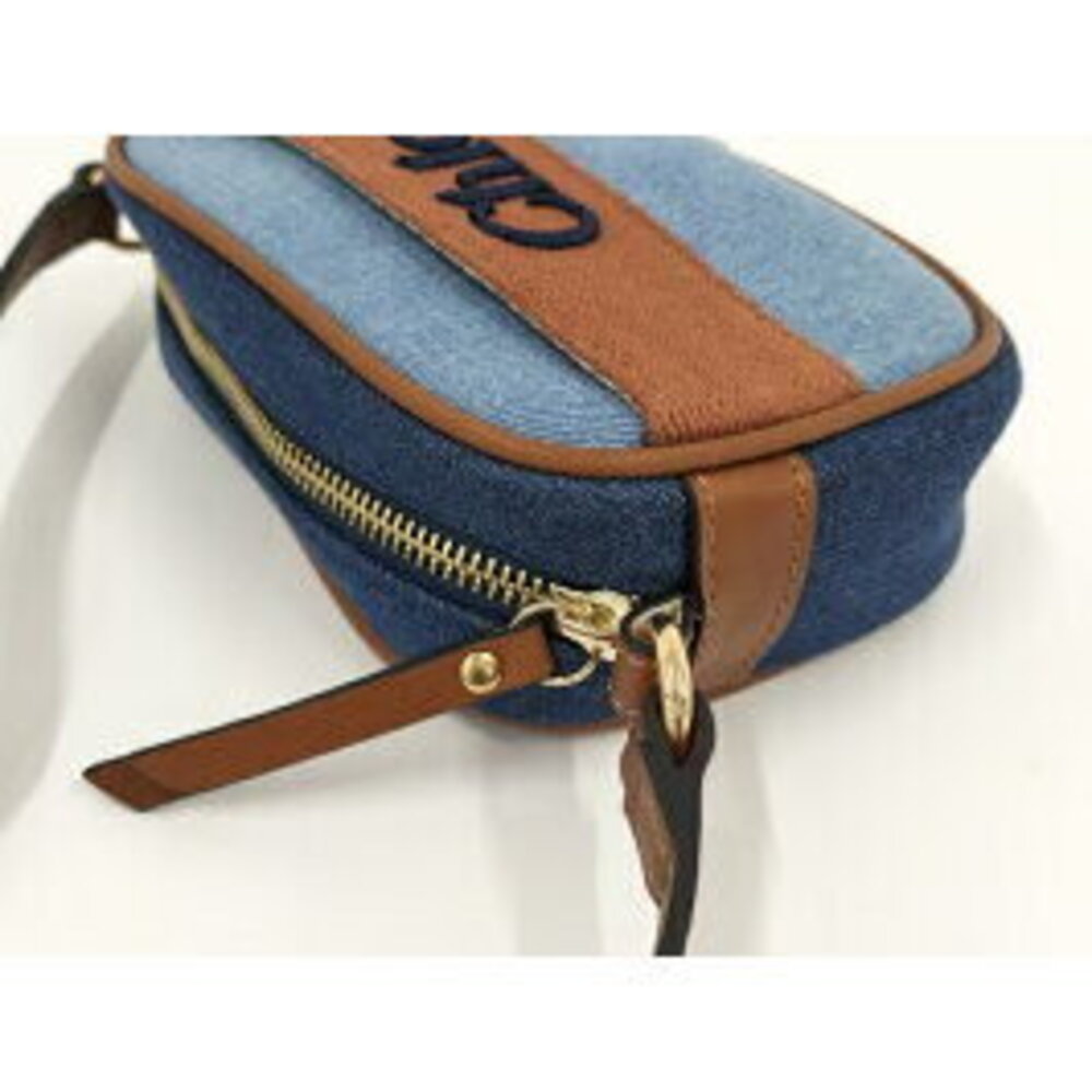 Chloe Shoulder Bag Leather Denim Blue Brown - Picture 6 of 8